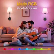 Lámpara de Pared Inalámbrica 2 Pack, KUAEAY Aplique de Pared Recargables con 2 Bombillas Magnéticas de 2000mAh, Control remoto, 12 RGB colores Regulables, Luz para Dormitorio, Sala de Estar, Pasillo - Nergo - Ver 5
