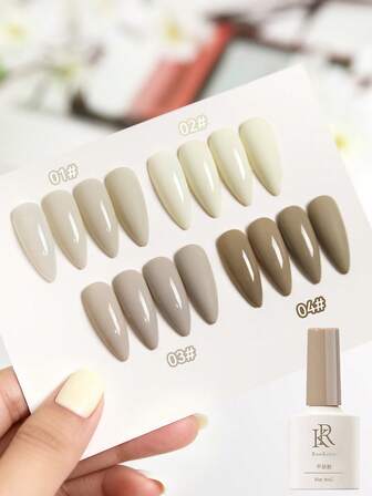 AiFer 4支装8毫升灰色系列纯色可卸甲油胶套装，适用于美甲沙龙，可居家美甲，新年假日美甲UV灯美甲设计装饰，送给女性的礼物