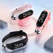 1 buc. Ceas electronic LED unisex la modă cu model de fotbal, afișează ora și data, potrivit pentru purtare zilnică, școală, sport, cadouri, vine cu 1 buc. cutie de depozitare - Multicolor - Vizualizare 9