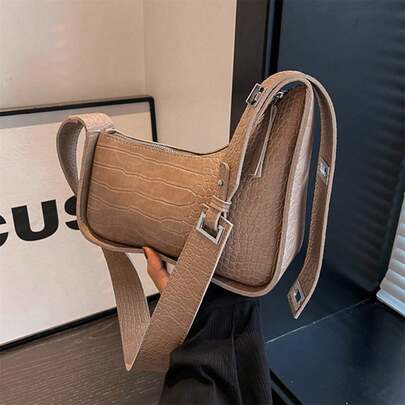 Women  Shoulder Bag Vintage Stone Textured PU Underarm Purse With Zipper For Daily Office Party, Spring And Autumn Decoration, Valentine's Day Gifts, Classic And Elegant,  , High Repurchase Rate