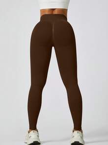 NcmRyu Women Seamless High Waisted WorkoutLeggings Tight Fit High Elasticity Non See Through FabricSolid Color All Season Gym Running Yoga Pants MachineWashable Workout Accessories - 摩卡棕 - 查看 6