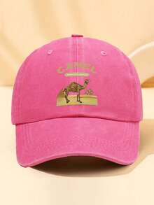 1pc Unisex Casual Baseball Cap, Vintage Washed Solid Color & Printed, Suitable For Daily Wear And Sports Matching