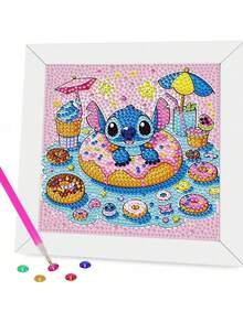 Disney Embroidery Diamond Painting Kit, Includes Tools, Handmade DIY Relaxing Art Decor Gift, Suitable For Valentine's Day, Thanksgiving Gift (The Picture Shows The Finished Product, You Need To Make It Yourself After Purchase) (The Set Includes Canvas, Diamonds, Tool Kit And White Plastic Frame)