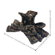1Pcs Leopard Print Bow Grab Clip Female High-End Large Shark Clip 2025 New Autumn And Winter Back Head Plate Hairpin Hair Accessories - 豹紋 - 查看 4