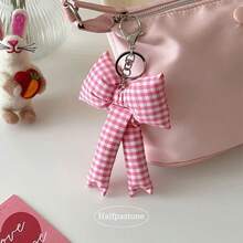 1pc Sweet Girl Blue & Pink Plaid Bow Keychain, Korean Ins Style Delicate & Elegant Bag Charm, Versatile Accessory For Keys/Backpacks - Multicolor - View 16