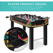 48in Competition Sized Foosball Table, Arcade Soccer Table For Home, Game Room, W/ 2 Balls, 2 Cup Holders - Black - View 5
