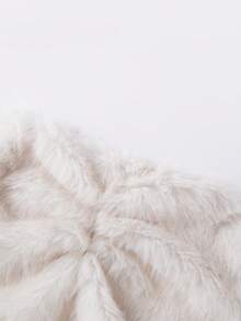 Women's Faux Fur Mini Skirts Fashionable Casual Solid Color Low Rise Going Out Fuzzy Skirt - trắng - Xem 5