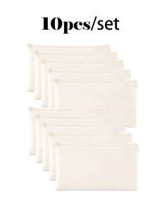 5/10/20pcs Set Blank Canvas Tote Bags For DIY Painting And Digital Printing, Portable Cosmetic Bags For Toiletries, Travel Makeup, Gifts To Express Love And Gratitude, Cute Handbag/Wallet/Snack/Gift Storage Bag With Zipper For Lipstick, Brush, Skincare, Phones, Coins, Small Items Make Up Bag - Beige - View 53