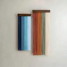 1pc Macrame Wall Hanging, Boho Style Wooden Board Colorful Tassel Wall Decor, Minimalist Large Handmade Tassel Backdrop, Headboard, Wall Tapestry - Multicolor - View 9