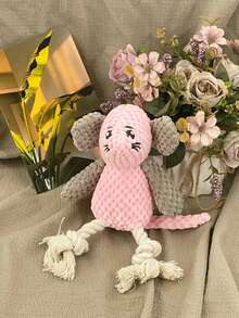 New Pet Plush Doll With Sound, Chewable, Teeth Grinding, Self-Entertaining Knotted Sisal Rope, Cute Hamster Design, Suitable For Small Dogs