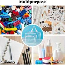 1/3/6 túi đựng đồ chơi trong suốt, túi đựng đồ chơi bằng chất liệu PVC có thể tái sử dụng, có khóa kéo, thích hợp để đựng khối xếp hình, tranh ghép hình, sách, v.v. - trắng - Xem 4