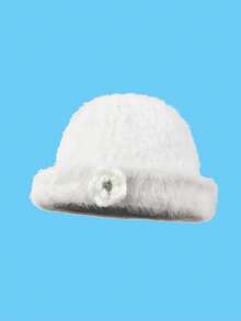 1pc High-End Rabbit Fur Bucket Hat, Large Head Circumference, Autumn/Winter - Flower Bucket Hat - View 6