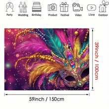 1 Carnival Party Background Cloth Welcome To Bauta Design, Red And Gold Striped Background Durable Polyester Photo Booth Decoration Is Suitable For Birthday Carnival Anniversary Room. - Multicolor - View 2