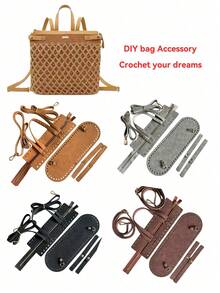 4 Peças Conjunto de Mochila Artesanal, Feito de Material Suede Macio Semelhante a Veludo com Acessórios Metálicos de Alta Qualidade. Este Conjunto Premium de Mochila/Bolsa de Ombro inclui Alças Ajustáveis e Confortáveis, Disponível em Várias Cores, Adequado para Acessórios de Bolsa Artesanal Trançada, Zíper de Bottom de Bolsa DIY e Acessórios de Bolsa de Crochê. - Multicolorido - Visão 2