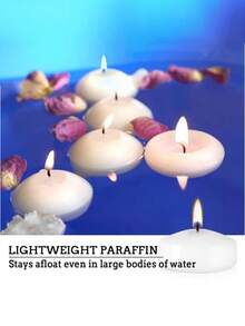 10支椭圆形白色漂浮蜡烛，适用于婚礼、酒店、餐厅、生日派对、节日浪漫晚餐、情人节等场合。 - 彩色 - 查看 8