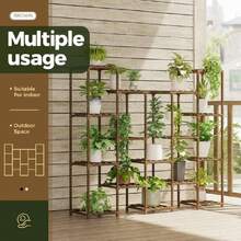 Large Hanging Plant Stand Indoor Tall Plant Shelf Outdoor 14 Pots Large Plant Rack For Living Room Patio, Balcony And Garden,37148566 - 橄欖綠 - 查看 2