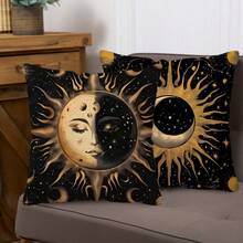 TOPSSCTR 4pcs, Meditation, Lotus, Sun, Moon And Stars Throw Pillow Cover, Comfortable Soft Cushion Covers With Zipper Closure, 45 X 45 Cm Printed Pillowcase Suitable For Home Sofa Decoration, Ramadan Decor, Without Pillow Cores - Multicolor - View 4