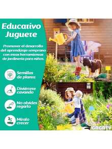 EstiloTendenciaJuego De 7 Piezas De Herramientas De JardineríA Para NiñOs, Todo En Uno Kit De Herramientas De JardineríA Duradero, Incluye Bolsa De Mano, Guante, Pava, Regadera, Pala, Rastrillo, TenedorCalidad PremiumVersióN Mejorada - 1 - Ver 7