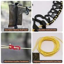 onewind - Línea de almacenamiento para camping 6 m/19 pies para colgar tendedero de camping organización de equipo de campamento cuerda de núc UHMWPE sistema de organización colgante para - OdGreen - Ver 6