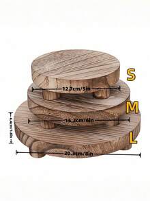 1 pièce/set Plateau rond en bois, support de bougie en bois multifonction, plateau à fruits de cuisine, plateau de rangement pour salle de bain - 1 pièces - Voir 5