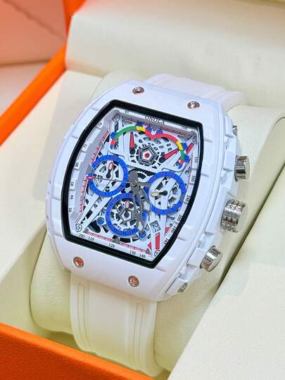  ONOLA New Fashion Quartz Men's Multifunctional Chronograph Watch, Luminous Sports Waterproof Wristwatch, European & American Style, Large Dial Mechanical Watch, Minimalist & Stylish Men's Wristwatch