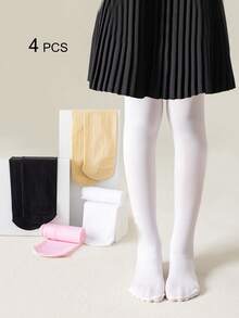 4/1 Pair Girls Dance Leggings, Kids Tight Pants, Infant Stirrup Tights, Black, White, Pink, Skin Color, Beige, Khaki, Multi-Color, Solid Color, Stirrup Tights, Thin, High Elasticity High Density Stirrup Pantyhose, Dance Socks, Casual Suitable For Daily Wear - Multicolor - View 13