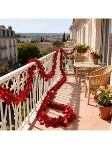 2 Stück/200m rote herzförmige Blumengirlande Ranken, geeignet für drinnen und Outdoor, DIY Kranz Dekoration, Garten Dekoration, Tischmitte, Hochzeit, Valentinstag, Party, Hängedekoration, Eventplanung