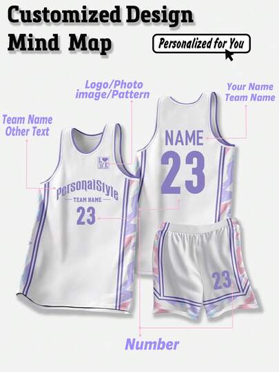 2 piezas Conjunto de jersey de baloncesto personalizado para mujeres - Personalizado con nombre del club, número y foto impresa en top tipo tanque + pantalones cortos, uniforme de jugador de club de baloncesto, adecuado como regalo o para novia, se puede personalizar para que coincida con la imagen de tu equipo, excelente para entrenamientos, ligas o partidos de exhibición