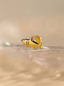 1件S925纯银鼻钉，14k金鲸鱼、鲨鱼、章鱼、恐龙动物系列鼻钉，可爱迷你海洋穿刺骨钉，女士款 - 單隻 - 查看 4