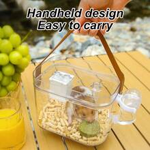 1 Set High Transparency Super Clear Breathable Bird Hamster Cage, Portable Travel Cage With Water Bottle And Care Strap, Panoramic Travel Bag, Small Pet Cage Suitable For Parakeets, Fancy Hamsters, Canaries And Other Small Animals And Birds