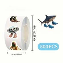 1 Roll Of 1000 TungTungTung Sahur Brain Hole Stickers, Graffiti Stationery Stickers, Diy Removable Without Residue, Used For Gift Bags, Envelope Sealing, Party Decorations, Office Supplies. - Multicolor - View 3