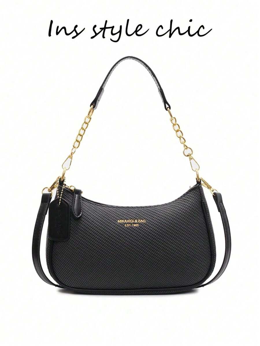 Túi đeo vai nữ thời trang cổ điển, đa chức năng, chất liệu PU chống thấm nước, thiết kế kiểu Pháp, túi đeo vai nữ sành điệu, túi xách tay, thích hợp cho mua sắm, đi làm, đi chơi, dự tiệc và các hoạt động khác. - màu đen - Xem 1