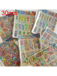 可爱风格的零食包装贴纸，适用于手机、剪贴簿、日记本、文具等。 - 彩色 - 查看 11