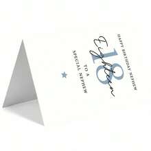 一张真挚的18岁生日贺卡，送给特别的侄子，附信封 - “特别的侄子，18岁祝福”设计，柔和的字体和星星点缀，完美庆祝侄子的重要里程碑，是18岁生日惊喜和温馨祝福的理想之选，侄子生日贺卡|优雅主题贺卡|纸质贺卡，礼品配件 - 彩色 - 查看 3