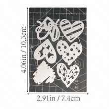 1套心形金属切割模具，适用于切割压花贺卡，是节日装饰、剪贴簿、纸艺、DIY手工贺卡、精美剪贴簿、婚礼卡、生日卡、情人节卡的理想之选，也适用于DIY剪贴簿、邀请函和礼物。