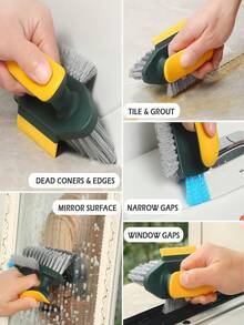 1pc Crevice Cleaning Brush, 4-In-1 FloorCleaning Brush, Multi-Functional Handheld,4 In 1 Grout Cleaning Brush With Scrape, V ShapeGrout Cleaner Brush  Cleaning Brush, No Dead Spot Brush, Ldeal HomeAccessories, Suitable For Cleaning Windows,Crevices, Stoves, Doors, Laundry Tables,Kitchen Accessories,Cleaning Supplies,Cleaning Supplies,House Essentials,Bathroom - Multicolor - View 4