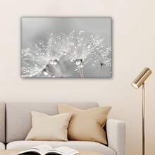 1pc Dandelion Seed Head With Water Droplets Canvas Wall Art - Nature Close-Up Botanical Photography Print For Living Room, Bedroom, Or Office Decor - 彩色 - 查看 2