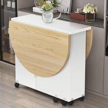 Mesa Comedor 140 * 70 * 75CM, Mesa de Comedor Plegable con Ruedas y Estante de Almacenamiento, Ahorro de Espacio, Mesa de Cocina Extensible, Adecuada para Cocina, Salón, Oficina en Casa (Color Madera) - Color Madera - Ver 10