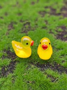 100pcs Glow-In-The-Dark Mini Resin Duck Figurines, Suitable For Miniature Garden Landscape, DIY Cute Party Toys And Craft Decorations - Yellow Luminous Duck - View 4