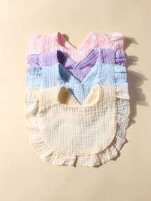 4pcs/Set Candy Color Pure Cotton Ruffle Gauze Cute Baby Bibs, Suitable For Daily Use - Multicolor - View 10