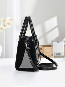 3pcs Set Elegant Crocodile Pattern Fashion Handbag, Multifunctional Large Capacity Shoulder Bag, Fashionable Design, New Stylish Ladies Small Square Bag Handbag Messenger Bag Versatile Casual Multilayer Large Capacity Shoulder Crossbody Bag, Suitable For Valentine's Day Gift Travel Shopping Mall, New Stylish Ladies Tote Shoulder Messenger Colorblock Bag Casual Luxury Large Capacity Shoulder Crossbody Bag - Black - View 6