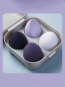 4个化妆海绵套装，含彩色收纳盒，包含洁面海绵和卸妆海绵，超柔软、弹性十足，干湿两用，多种颜色可选，专业化妆工具，适合所有肤质，赠品、旅行、平价好物、旅行必备 - 彩色 - 查看 7