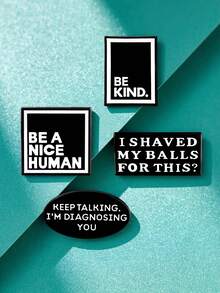 1/4pcs Cartoon Alloy New Brooch, Creative Geometric Square Graphic English Letter Minimalist Fashion Accessory Lapel Pin - Multicolor - View 6