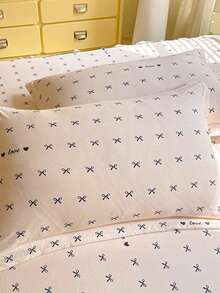 Bohemian Style Floral Print Double Ruffle Bed Skirt 3-Piece Set (1 Bed Skirt + 2 Pillowcases), Elegant Fresh Pastoral Style, Suitable For Double/Single Bed, Bedroom Bedding, All Season - Beige - View 6