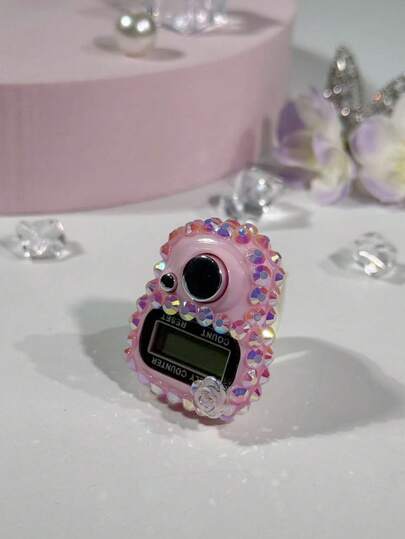 Anillo contador de cristales de colores personalizados, contador de dedos portátil, anillo contador electrónico, contador manual mini, adecuado para ejercicio, oración y alivio del estrés