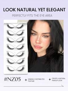 Lasvirey 7 Pairs Natural Cat Eye False Eyelashes, Transparent Eyelash Stem, 3D Faux Mink Lashes, Fluffy & Natural, Thick Full Strip Fake Lashes, Reusable, Suitable For All Occasions - Black - View 5