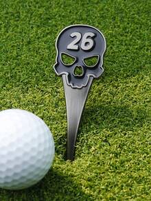 一合一高尔夫球位修补器 - 骷髅头设计 - 带帽夹的高尔夫球标记器套装 - 防水耐用的高尔夫球场配件 - 高尔夫球手的理想礼物 - 小巧便携，适合户外使用 - 高尔夫球场维护工具、高尔夫球维修工具、高尔夫球包配件、高尔夫球维修、完美的高尔夫礼品套装