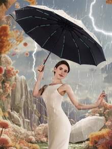 24 Ribs Fully Automatic Umbrella, Suitable For Sunny And Rainy Days, Great Gift For Friends, Family, And Girlfriends, Spring Summer Picks, Brides Maid Gifts, Room, Bedroom Decor, Bedroom Decor, Beach, Travel, For Men, For Women, Vacation,Women's Day,Travel Essentials,Wedding Favours,Y2k,Bedroom,Car Accessories Women,Kitchen Deccorcute Stuff - Multicolor - View 7