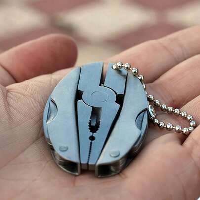 1pc Mini Multi-Functional Wrench 304 Stainless Steel Practical Tool Outdoor Compact Metal Tool With Keychain For Essential Non-Electric Use