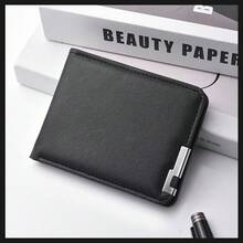 Cartera horizontal casual de hombre de piel de PU, portador de tarjetas de crédito/identificación, billetera plegable corta, adecuada para hombres, cartera de dinero, cartera mini, cartera de cuero, cartera pequeña, artículo esencial de viaje, portador de insignia, portador de tarjeta de identificación - Multicolor - Ver 6